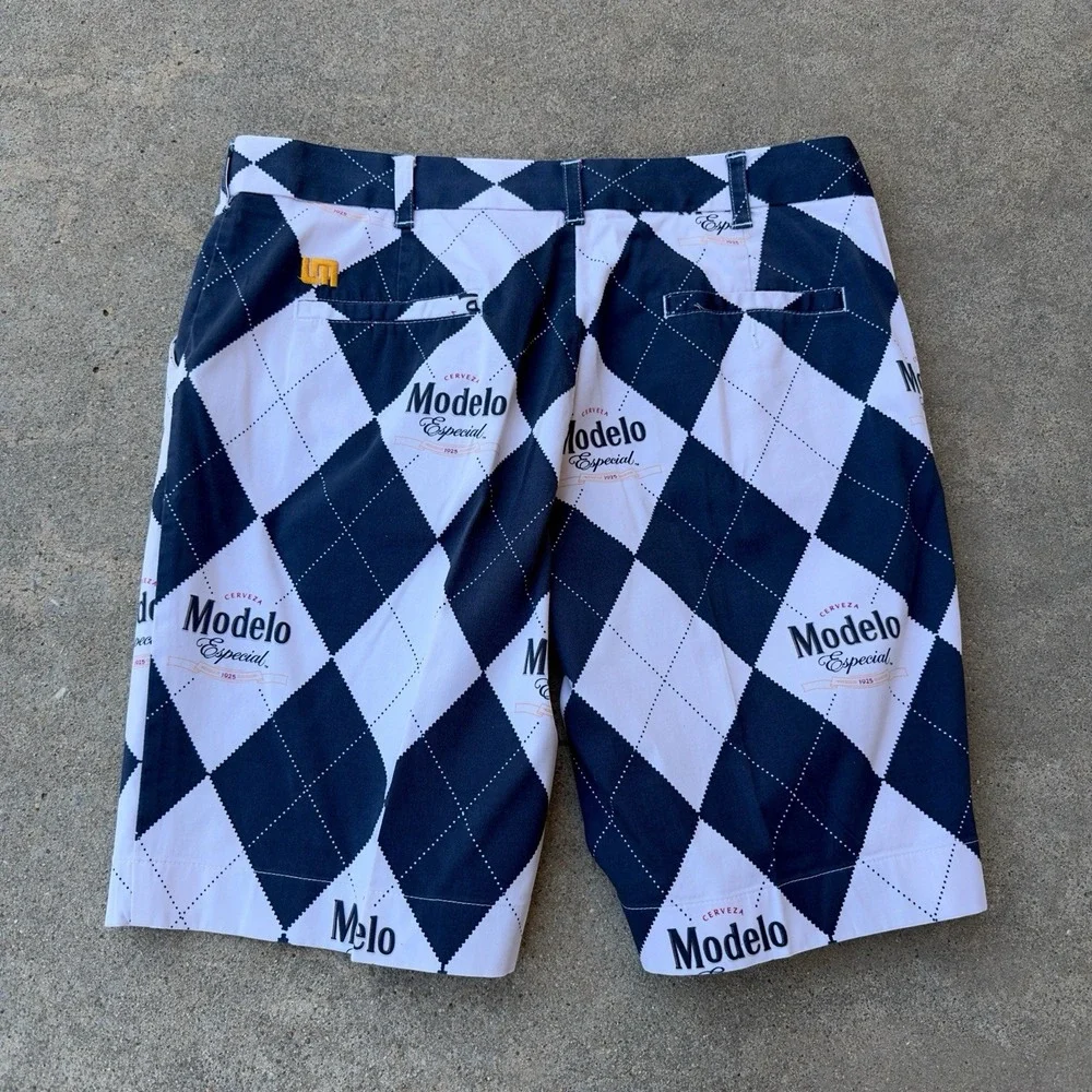 Loudmouth Modelo‎ Especial Argyle Men's Golf Heritage Shorts Size 36 Cerveza